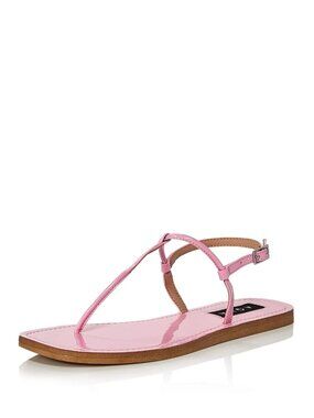 AQUA Pink Patent T Strap Thong Sandals Round Toe Buckle Shoes 7.5 NIB